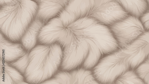 Soft Texture: Abstract, seamless pattern of soft, fluffy fur or textile in a neutral tone, creating a tactile and comforting aesthetic.