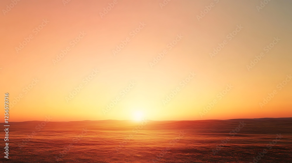 Fototapeta premium Sunset over a vast and rolling orange landscape