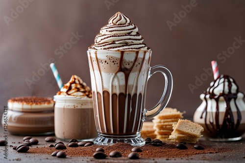 Whimsical Mocha Frappe: A Creamy Blissful Treat in Three-Dimensional Texture photo