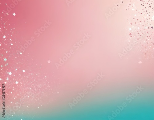 Dreamy pastel background with sparkling stars and a gradient of pink and teal hues.