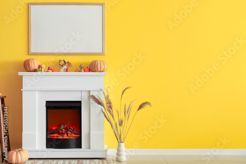 Autumnal fireplace mantel w...