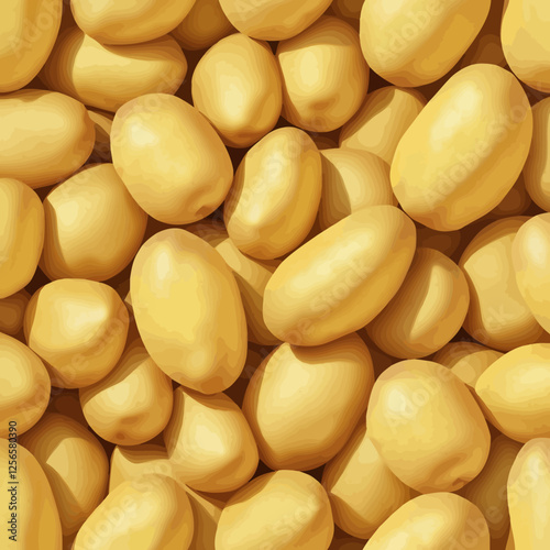 Golden Harvest: An abundant, top-down view of freshly harvested golden potatoes, exuding a sense of nourishment and wholesome goodness. 