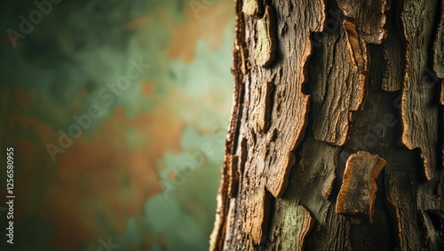  Close-Up of Tree Trunk with Green Background