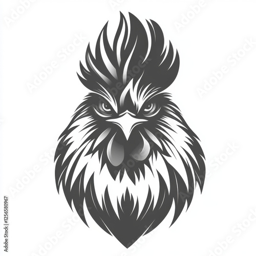 Vectorized logo design of an angry rooster photo