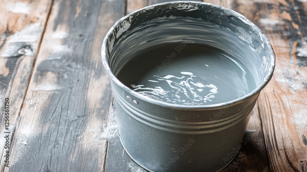 A perfectly mixed adhesive with a creamy consistency inside a bucket. A perfectly mixed adhesive with a creamy consistency inside a bucket.