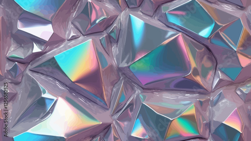 Iridescent Crystals: An array of iridescent crystals shimmer with pastel hues, creating a captivating display of light and color.