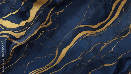 Ethereal Gold Veins: A luxurious canvas of deep blue, adorned with flowing, golden veins, creates an enchanting display of opulence and artistic design.