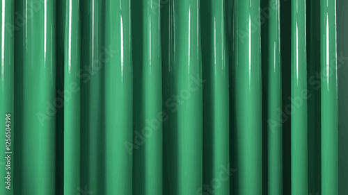 Elegance in Green: A captivating close-up reveals a series of undulating, cylindrical forms rendered in a vivid hue of green, creating a mesmerizing dance of light and shadow.