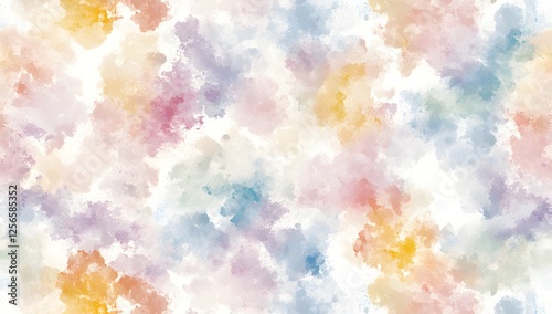 Soft, Delicate Watercolor Tie-Dye Design with Pastel Hues and Abstract Floral Shapes