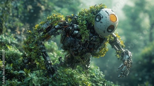 Bio-Mechanical marvel: A robot assimilated by nature's embrace