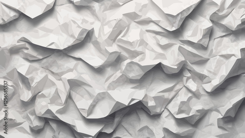 Crumbled Paper Texture: An abstract composition showcasing a dense array of crumpled paper, offering a rich texture with shadows and highlights, symbolizing discarded ideas and the creative process.