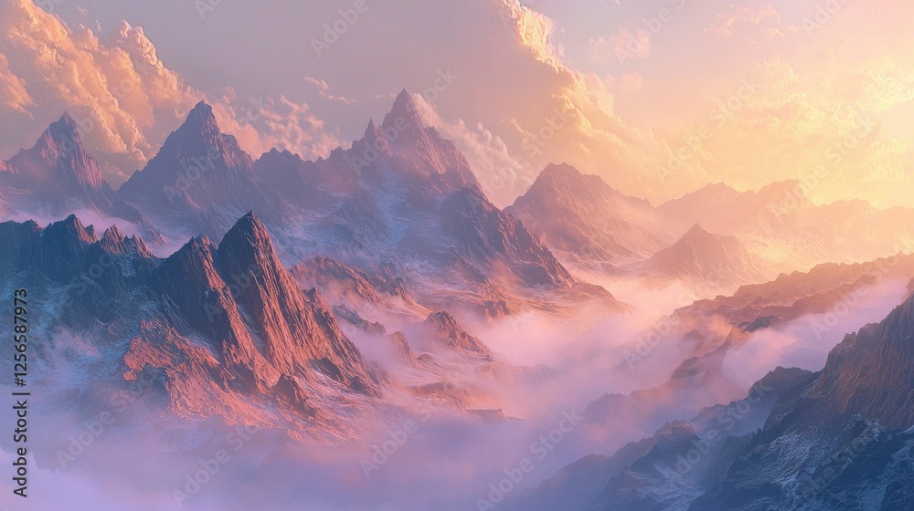 Obraz premium Majestic Mountain Range at Sunrise