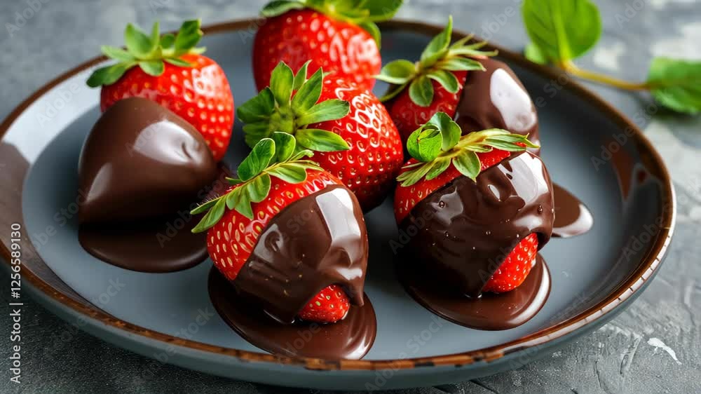 Experience the exquisite charm of chocolate-covered strawberries, a sweet and elegant delight, Ai Generated.