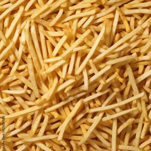 Golden Fry Background:  A full frame, captivating image of crispy golden french fries, perfect for food-related designs and backgrounds. Each fry is captured in perfect detail.