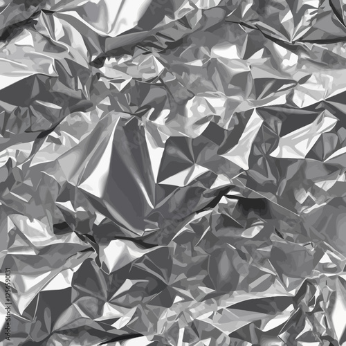 Wrinkled Aluminum Foil Texture: A close-up shot showcases the intricate texture and reflective quality of a crumpled aluminum foil sheet, highlighting its metallic shine and abstract form.