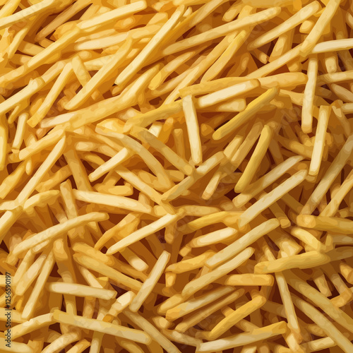 Golden French Fries: A symphony of golden brown french fries, each a crispy and inviting morsel, fills the frame, capturing the essence of comfort food in its purest form.
