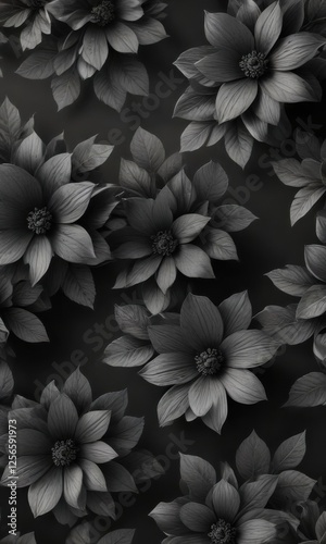 Charcoal small floral patterns with subtle shading and texture , wallpaper, small flowers