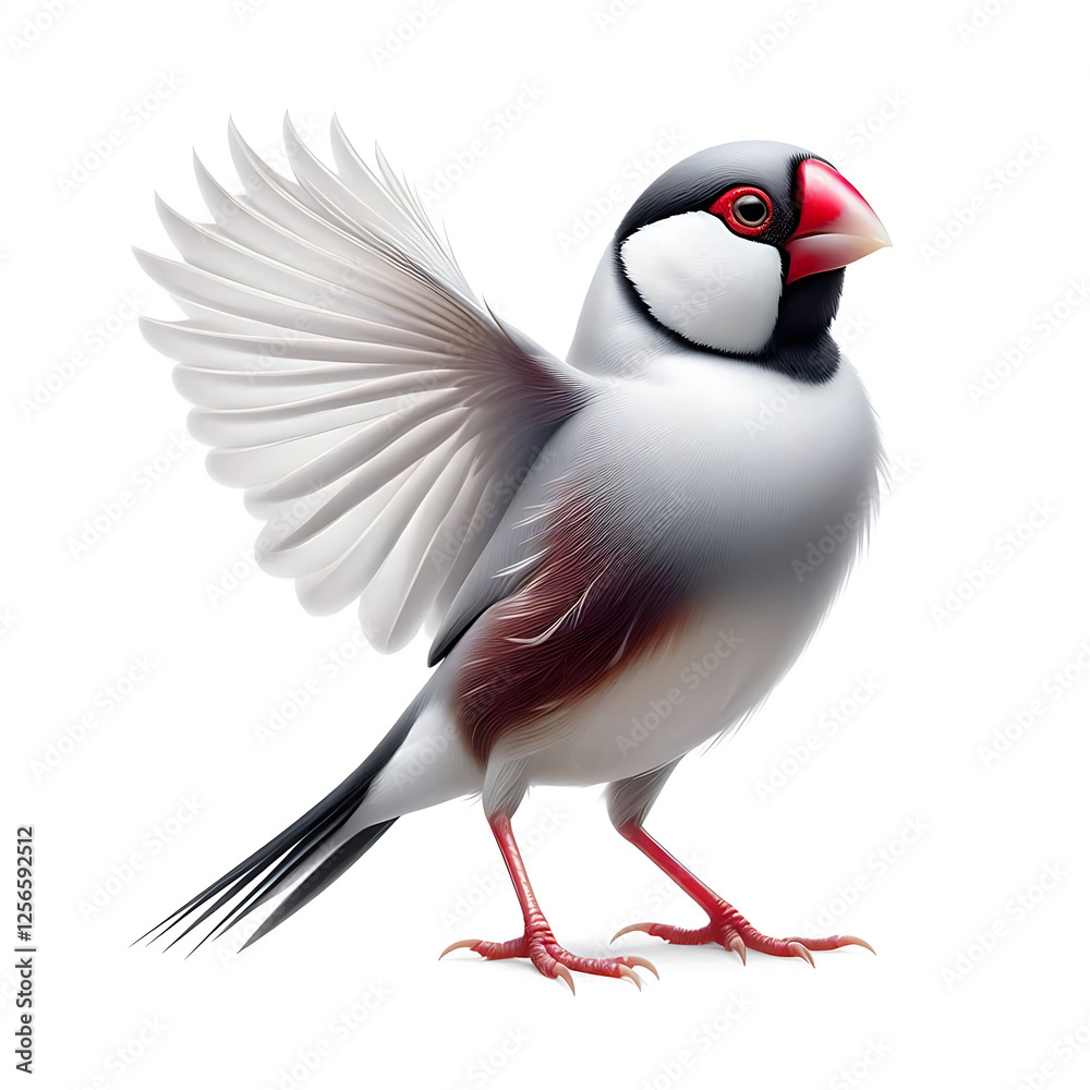 Obraz premium A full body HD Size Java Sparrow with pure white background 