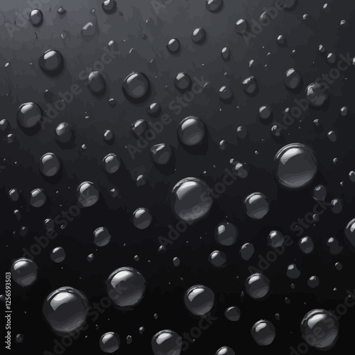 Water Droplets on Dark Surface: A mesmerizing close-up captures glistening water droplets delicately clinging to a sleek, dark surface, evoking a sense of serene and natural beauty.