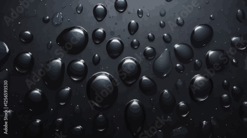 Dark Water Droplets: Abstract close-up of water droplets on a dark surface, creating a textured and visually captivating image.  