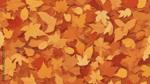 Autumn's Embrace: A vibrant tapestry of autumn leaves blanket the ground in warm, inviting hues of orange, brown, and gold, showcasing the beauty of fall season.