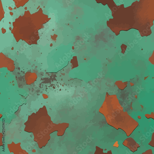 Abstract Teal and Rust: A digital art piece featuring abstract patterns of teal and rust, evoking feelings of industrial decay and aged beauty.