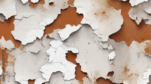 Chipped Paint Texture: Abstract close-up of aged wall texture with peeling paint revealing rusty undercoat.  The colors blend creating an aged, weathered backdrop.