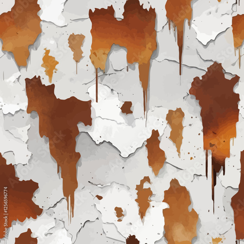Rusty Rust Marks on peeling paint: Witness the beautiful decay of textured paint with a stunning close-up capturing rusty rust marks forming a unique artistic scene