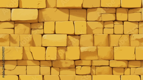 Yellow Brick Wall Texture: A detailed close-up shot reveals the rough texture of a yellow brick wall, with variations in brick size and subtle cracks adding character and visual interest.