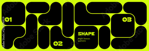 Abstract Vector Graphic with Blob Geometric Shapes. Y2K Background Design. Flat Modern Pattern. Bento Grid with Simple Frames
