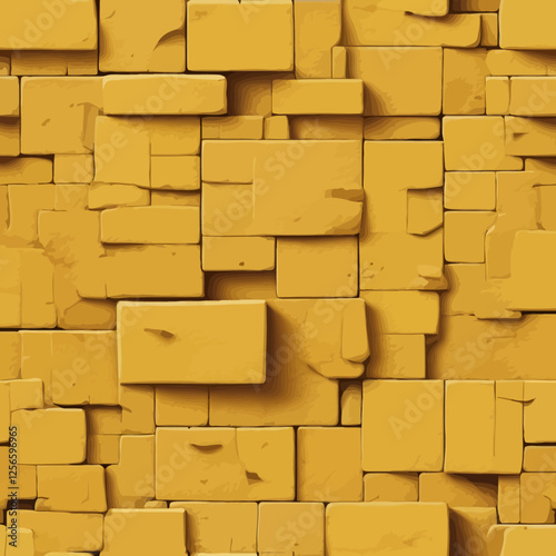 Abstract Textured Brick Wall: A seamless and vibrant geometric pattern of textured bricks, with an abstract and visually striking design, offering a sense of depth and tactile appeal.
