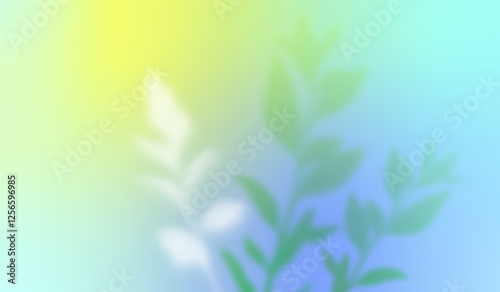 Spring Green Background with Blurred Leaves. Vector Abstract Blue, Yellow and Green Gradation. Pastel Colored Bg with Spring Plant Leaf