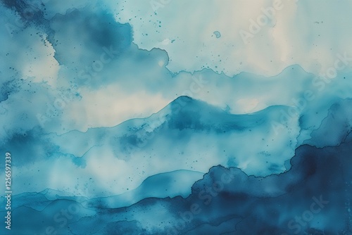 Serene Azure Ethereal Watercolor Tints with Textured Hazy Atmosphere photo