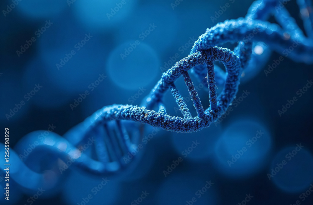 DNA helix rotating on blue background, genetics biology cell. AI Generative DNA helix rotating on blue background, genetics biology cell. AI Generative