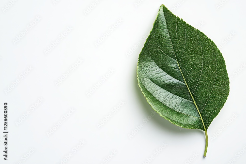 Obraz premium green leaf with pear on white backdrop