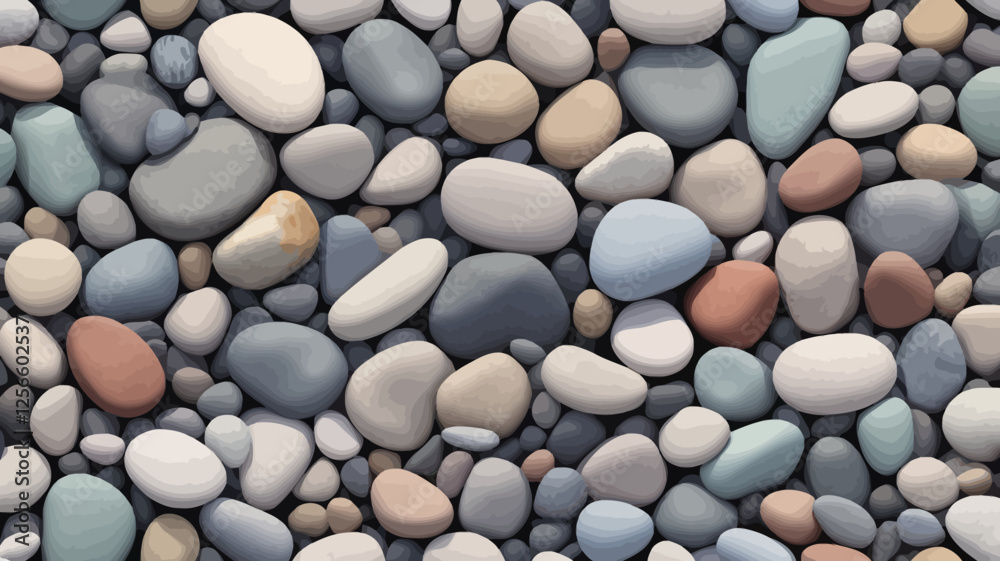Coastal Stones Composition: A detailed high-angle composition of assorted, smoothly rounded stones that evoke a sense of natural textures and coastal serenity. Coastal Stones Composition: A detailed high-angle composition of assorted, smoothly rounded stones that evoke a sense of natural textures and coastal serenity.