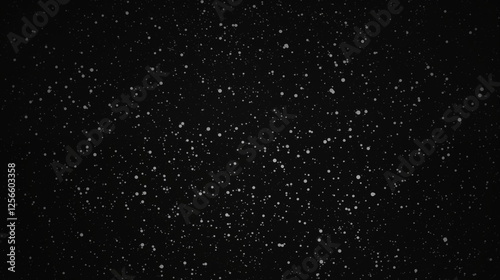 Particules et étoiles scintillantes et brillantes volant sur fond sombre, noir. Lumière, étoile, paillette dorée et flou. Cosmos, univers, espace. Fond pour bannière, conception et création graphique.