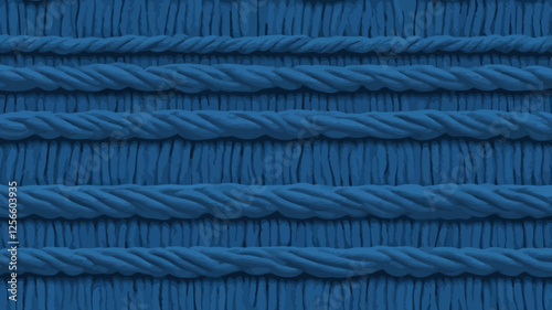Woven Textured Abstract: A close-up of woven blue textile, showcasing its detailed pattern and artistic texture, highlighting the craft and the intricacy of its design.