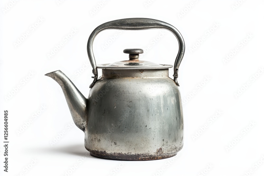 Isolated aluminum kettle for stovetop on white Isolated aluminum kettle for stovetop on white