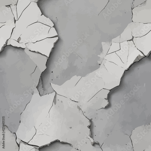 Cracked Concrete Texture: An abstract, high-resolution image of a weathered, cracked concrete wall, highlighting the intricate network of fissures and the subtle play of light and shadow.