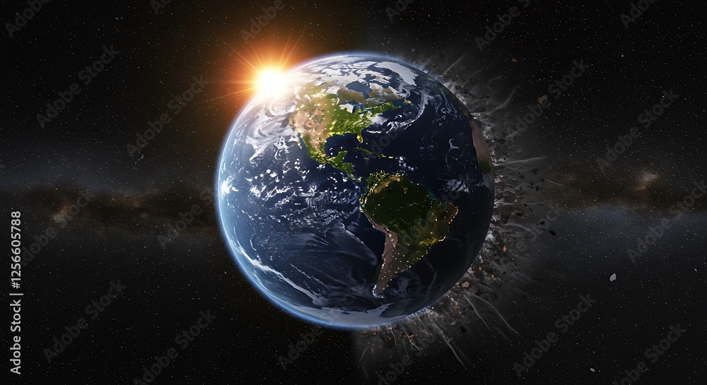 Fototapeta premium Earth's Demise: A Cosmic Catastrophe