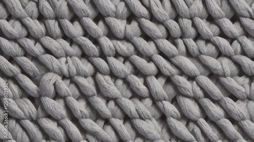 Knitted Texture: Close-up shot of a chunky knit fabric with a textured, gray yarn. The image is perfect for showcasing the tactile quality and cozy feel of hand-knitted items.