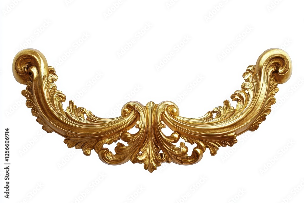 Isolated gold wooden picture or mirror frame on white background including clipping path