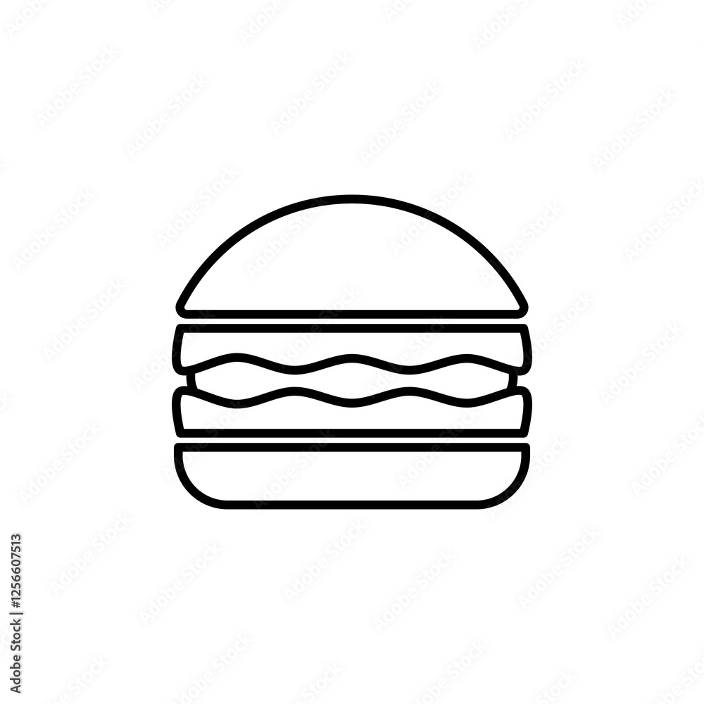 Burger Icon. Burger Vector Icon in line style design. Burger Symbol. Burger Icon. Burger Vector Icon in line style design. Burger Symbol.