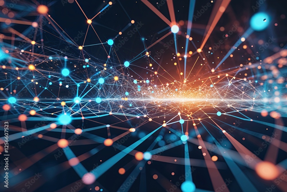 Obraz premium Exploring Digital Connectivity Through Technology and Data Visualization with Lines and Dots