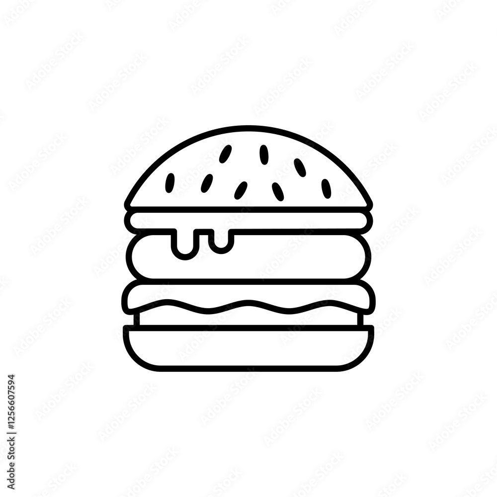 Burger Icon. Burger Vector Icon in line style design. Burger Symbol. Burger Icon. Burger Vector Icon in line style design. Burger Symbol.