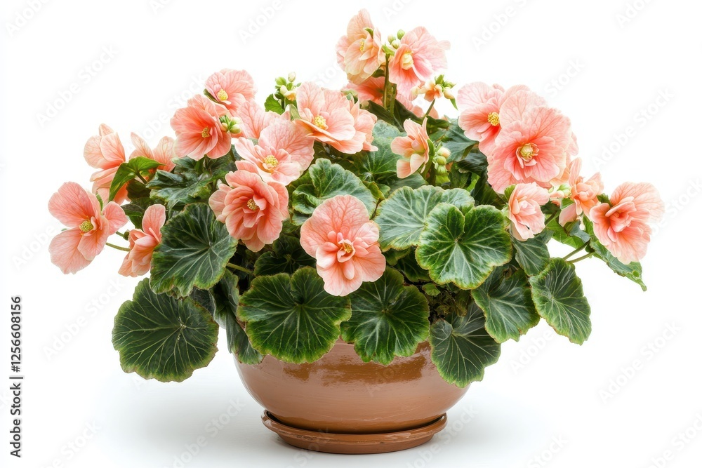 Obraz premium isolated potted begonia in bloom