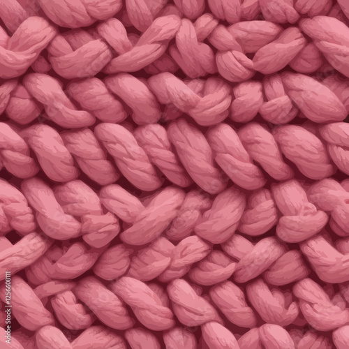 Pink Chunky Knit Texture: A close-up shot reveals the intricate texture of a chunky knit fabric in a soft pink hue, showcasing the thick, interwoven yarn and its three-dimensional structure.