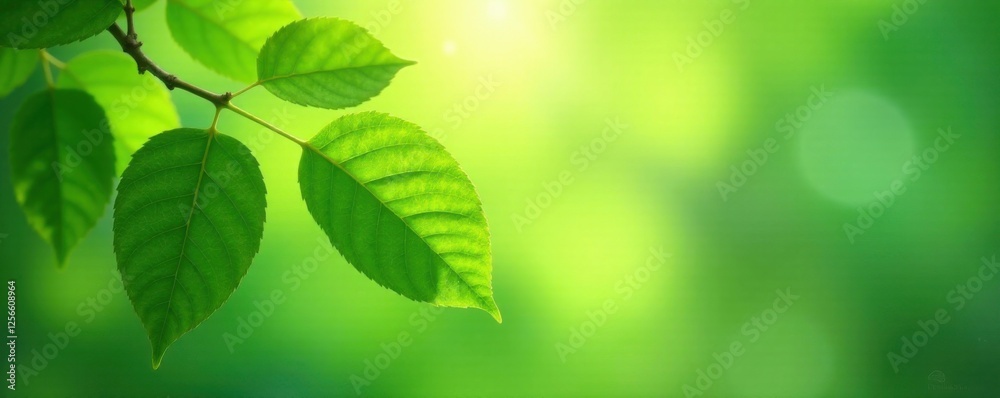 Leafy branch under green sky , green sky, foliage