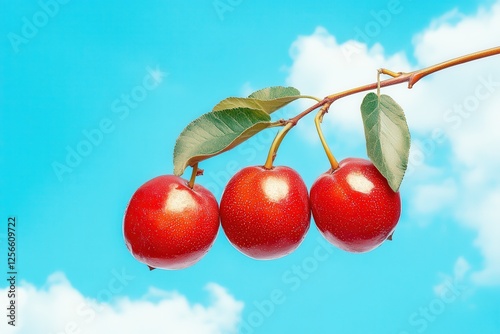 Juicy jujube against a blue sky